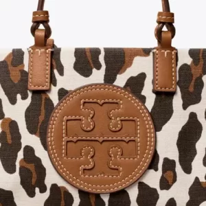 TORY BURCH ELLA LEOPARD CANVAS MINI TOTE BAG