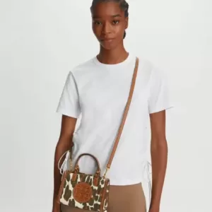 TORY BURCH ELLA LEOPARD CANVAS MINI TOTE BAG