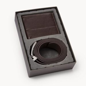 Fossil Enric Gift Set Wallet + Belt Dark Brown SML1622201