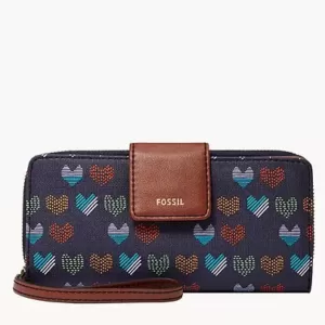 Fossil Madison Zip Clutch Navy Multi