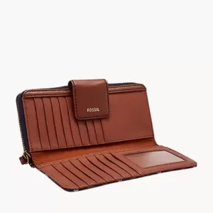 Fossil Madison Zip Clutch Navy Multi