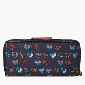 Fossil Madison Zip Clutch Navy Multi