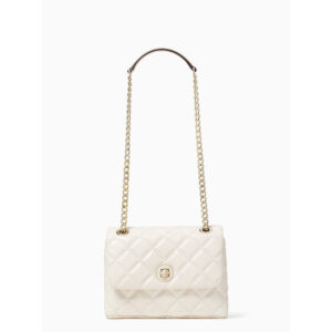 kate spade natalia quilted crinkle patent leather small flap crossbody parchment