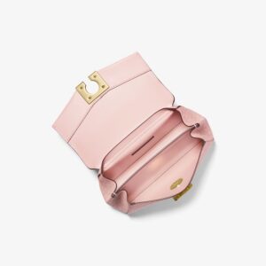 Lita Small Two-Tone Logo and Leather Crossbody Bag Dark Powder Blush