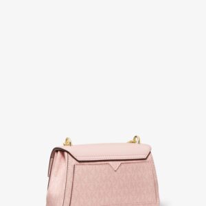 Lita Small Two-Tone Logo and Leather Crossbody Bag Dark Powder Blush