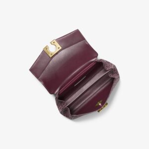Michael kors Lita Small Two-Tone Logo and Leather Crossbody Bag Bordeaux Multi