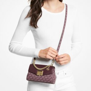 Michael kors Lita Small Two-Tone Logo and Leather Crossbody Bag Bordeaux Multi