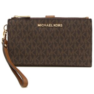 Michael Kors Jet Set Travel Large Double Zip Wristlet Brown 35F8GTVW0B