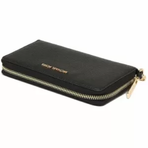 Michael Kors Jet Set Travel Phone Case Wallet Wristlet Black Leather Gold
