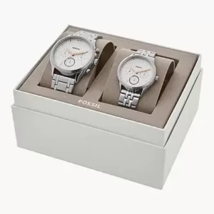 Fossil His and Her Fenmore Multifunction Stainless Steel Watch Gift Set