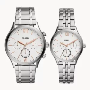 Fossil His and Her Fenmore Multifunction Stainless Steel Watch Gift Set