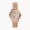 Fossil Rye Automatic Rose Gold-Tone Stainless Steel Mesh Watch