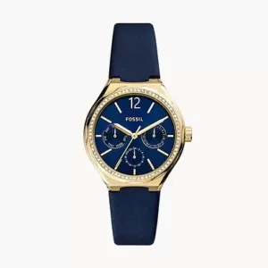 Fossil Eevie Multifunction Blue Leather Watch