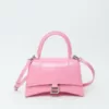 Balenciaga Hourglass Top Handle Croco Small Pink
