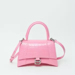 Balenciaga Hourglass Top Handle Croco Small Pink
