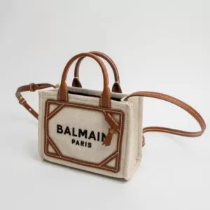 Balmain B-Army Mini Canvas Shopping Bag Brown