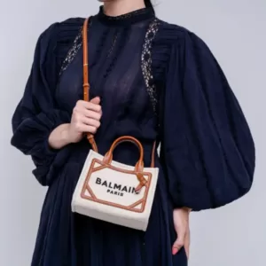 Balmain B-Army Mini Canvas Shopping Bag Brown