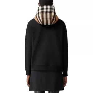 Burberry Check Hood Cotton Hooded Top Black
