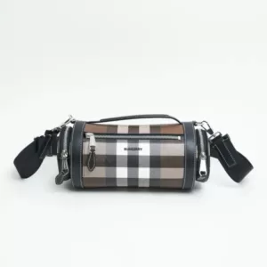 Burberry Check and Leather Sound Bag Dark Birch Brown