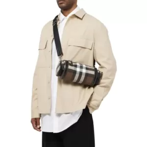 Burberry Check and Leather Sound Bag Dark Birch Brown