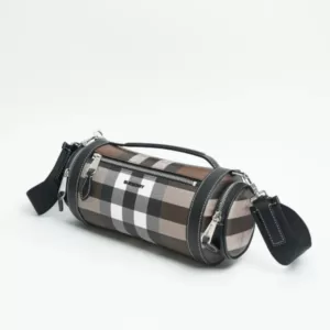 Burberry Check and Leather Sound Bag Dark Birch Brown