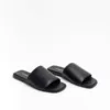 Burberry Label Embossed Leather Slides Black