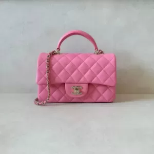 Chanel Mini Recta Rectangle Top Handle Pink GHW