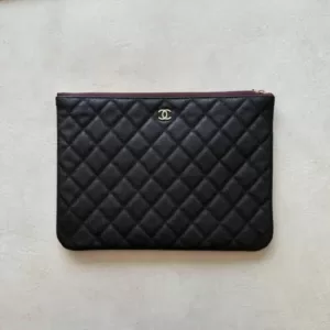 Chanel O Case Medium Black Caviar GHW