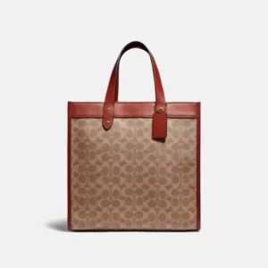Coach Field Tote In Signature Canvas With Horse And Carriage Print Brown C0776