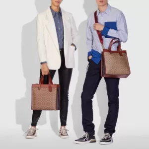 Coach Field Tote In Signature Canvas With Horse And Carriage Print Brown C0776