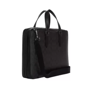 Coach Graham Shadow Slim Briefcase Signature Black Oxblood