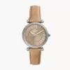 Fossil Carlie Three-Hand Sand Leather Watch