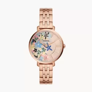Fossil Jacqueline Three-Hand Date Rose Gold-Tone Stainless Steel Watch