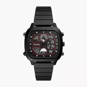 Fossil Retro analogue-Digital Black Stainless Steel Watch