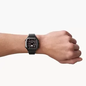 Fossil Retro analogue-Digital Black Stainless Steel Watch