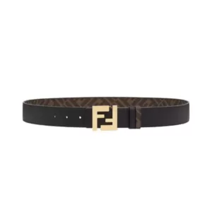Fendi Logo Buckle Reversible Belt Black Brown Ghw