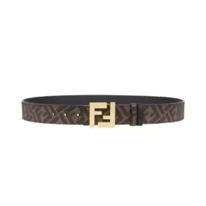 Fendi Logo Buckle Reversible Belt Black Brown Ghw