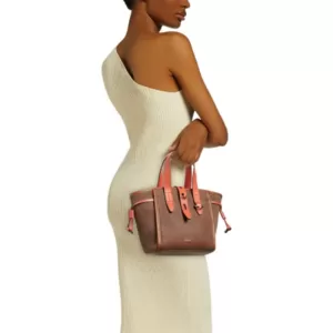 Net Mini Tote Bag Suede Calfskin Grained Leather Toni Praline