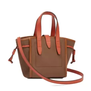 Net Mini Tote Bag Suede Calfskin Grained Leather Toni Praline