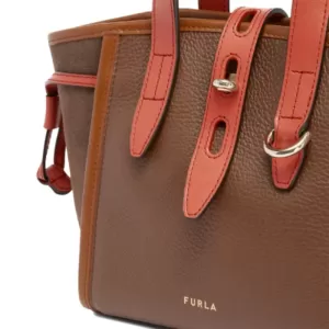 Net Mini Tote Bag Suede Calfskin Grained Leather Toni Praline