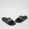 Givenchy White Logo with Black Outline Pool Slides Men Black
