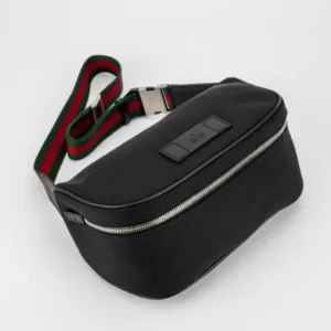 Gucci Techno Canvas Belt Bag Black Red Green Strap