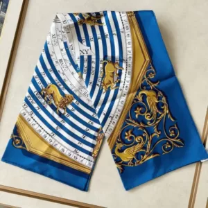 Hermes Scarf Silk 'Astrologie' Blue Cobalt