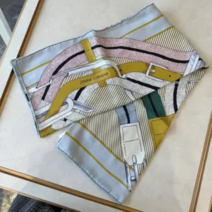 Hermes Scarf Silk Blue Pale Rose Pale