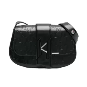Karl Lagerfeld K/Saddle Monogram Embossed Shoulder Bag Black