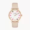 kate spade new york metro three-hand vachetta leather watch