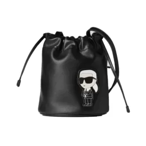 Karl Lagerfeld K/Ikonik 2.0 Leather Small Bucket Bag Black