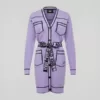 Karl Lagerfeld Logo Belted Cardigan Lavender