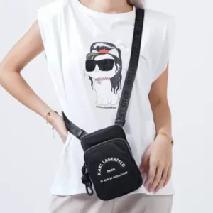 Karl Lagerfeld Rue St-Guillaume Nylon Phone Pouch Black