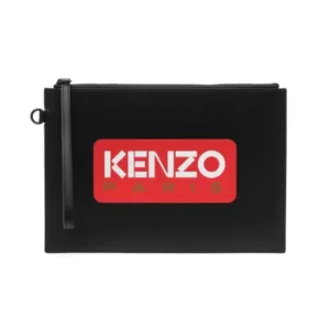 Kenzo Paris Print Large Clutch Bag Black Red